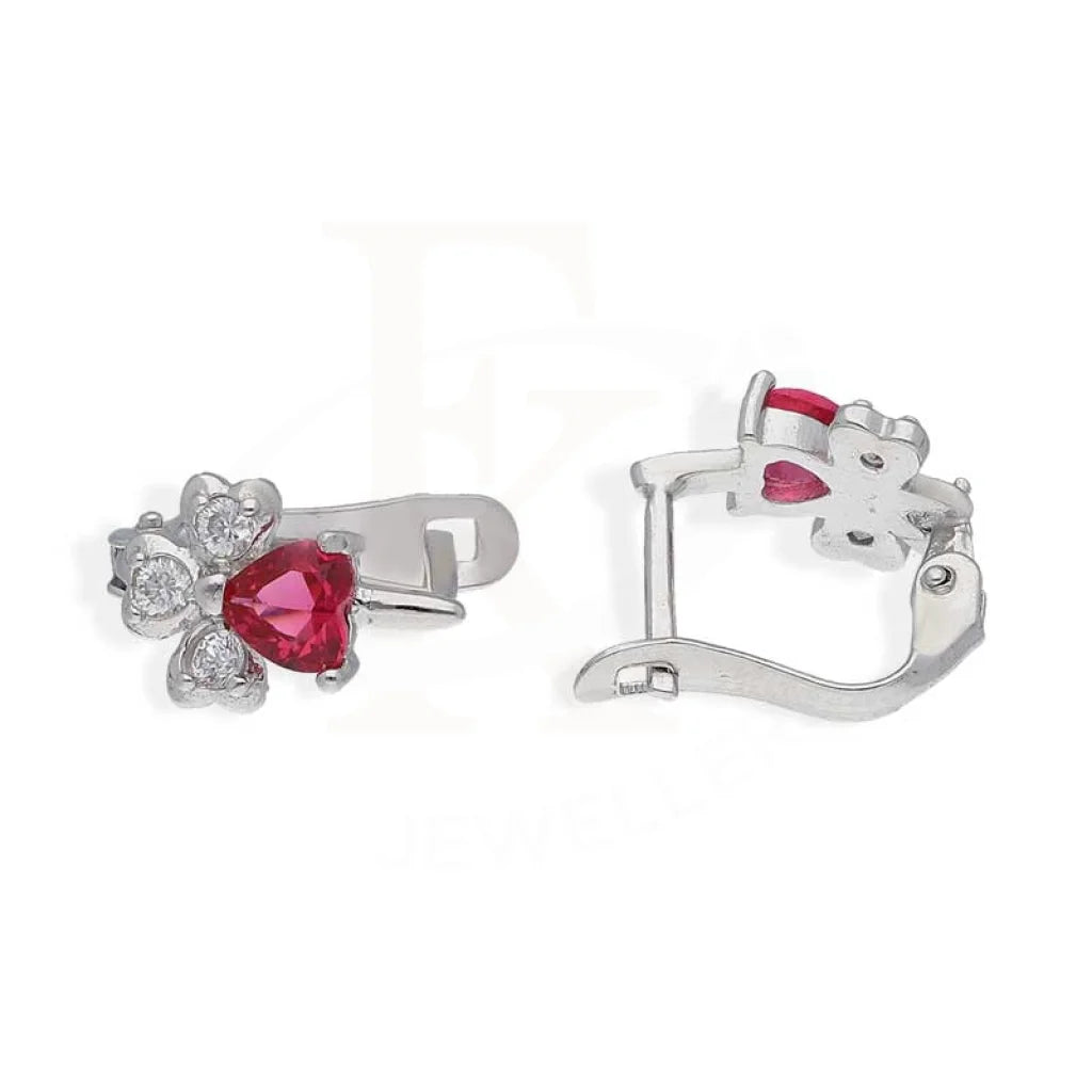 Sterling Silver 925 Heart Shaped Solitaire Clip Earrings - FKJERNSL2884