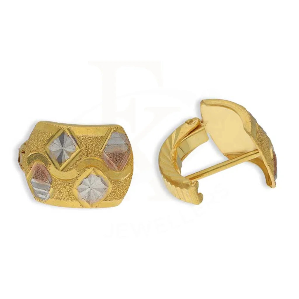 Tri Tone Gold Clip Earrings 22KT - FKJERN22K3113