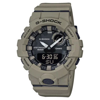 G Shock Mens Watch with Black Dial and Tan Resin Strap (quartz movement)