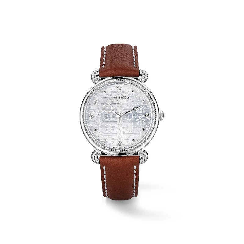 Vienna Watch with Diamonds and Natural Leather Strap