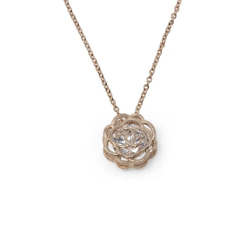 CZ in Rose Pendant Necklace RoseGold Plated