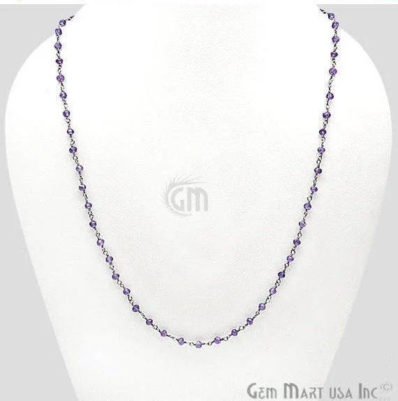 Round Bead Wire Wrapped Necklace Chain (Pick your Gemstone, Plating)