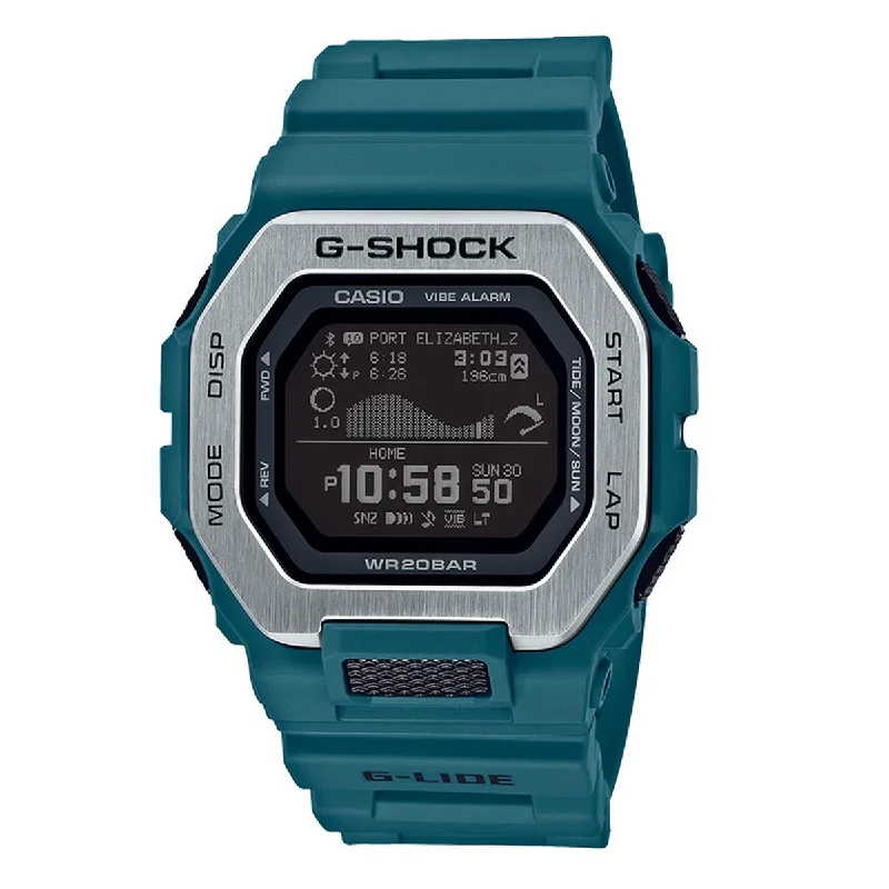 G Shock G-LIDE Watch with Digital Dial and Teal Resin Strap (quartz movement)