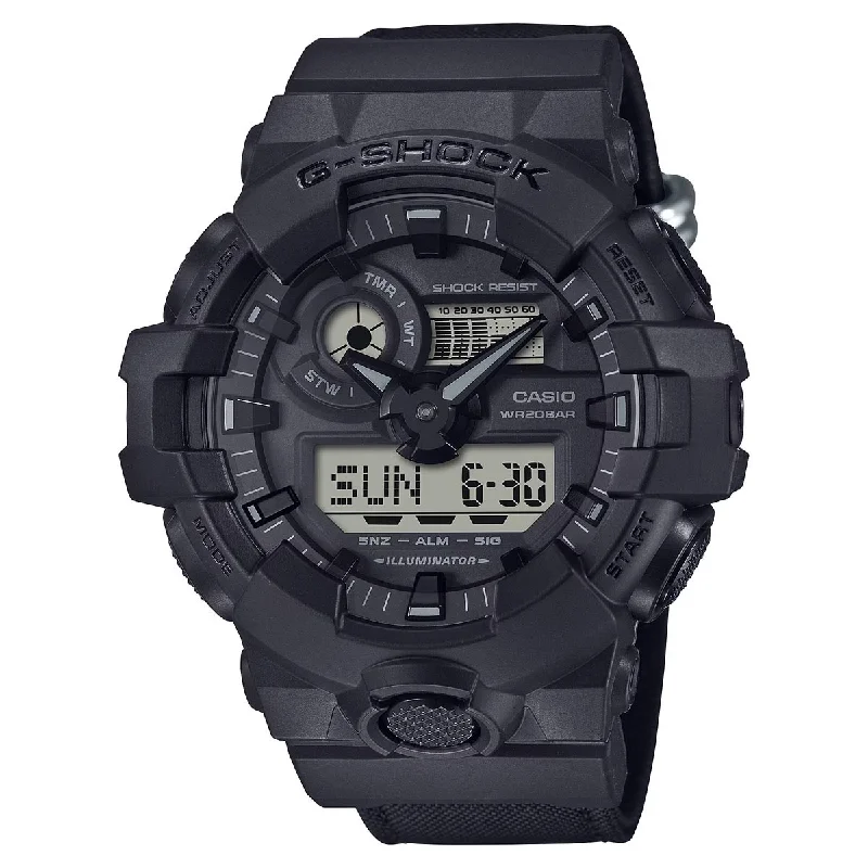 G-Shock GA700 Series Men's Watch with Black Cordura Eco Band (quartz movement)