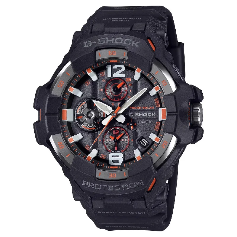 G-Shock Master of G-Air Mens Watch with Black Dial and Orange Accents and Black Resin Strap (solar movement)