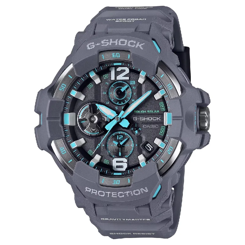 G-Shock Master of G-Air Mens Watch with Gray Dial and Blue Accents and Gray Resin Strap (solar movement)