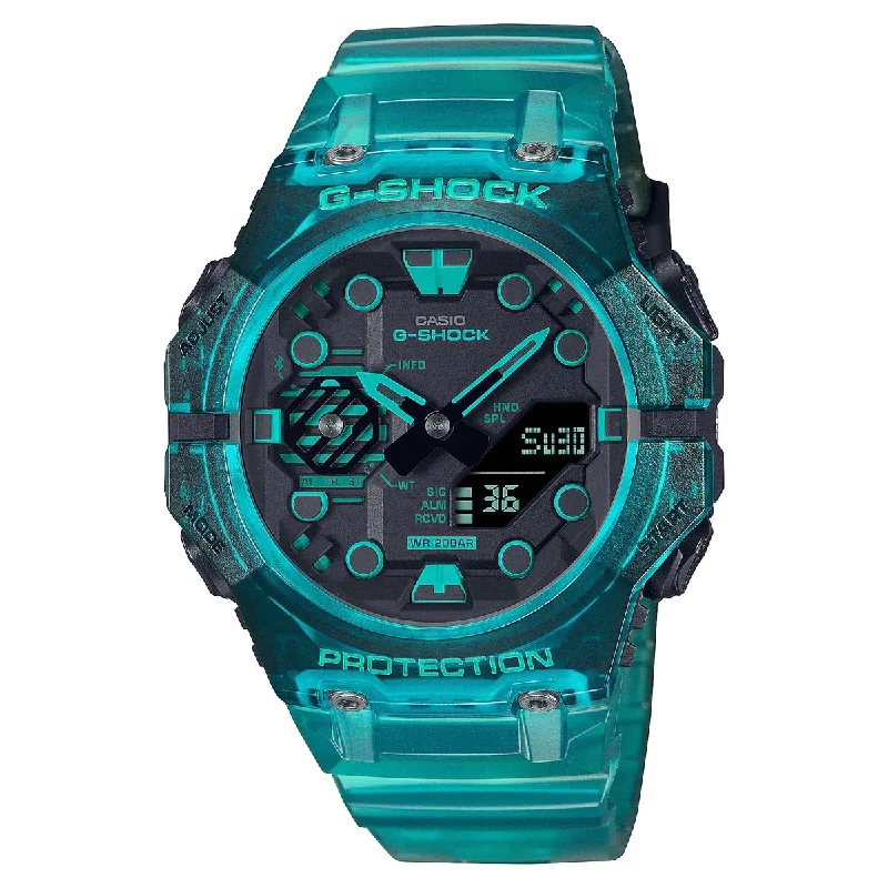 G Shock Mens Watch with Black and Blue Dial and Blue Resin Strap (solar movement)