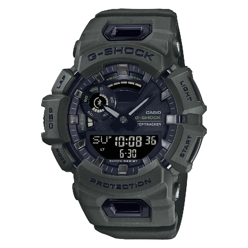 G Shock Mens Watch with Black Dial and Green Resin Strap (quartz movement)