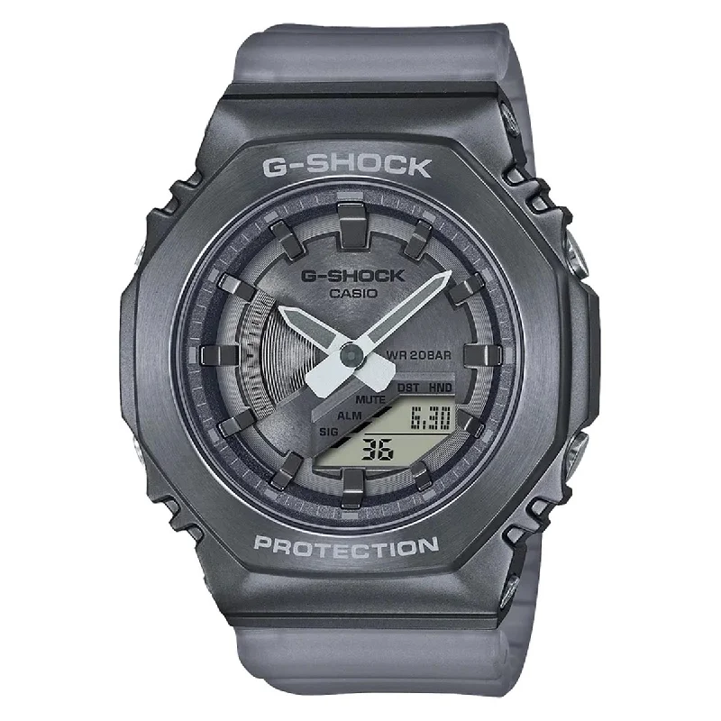 G Shock 2100 Series Watch With Black Dial and Translucent Grey Resin Strap (quartz movement)