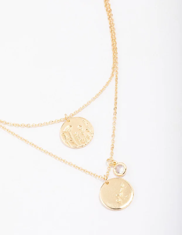 Gold Plated Coin Layered Necklace