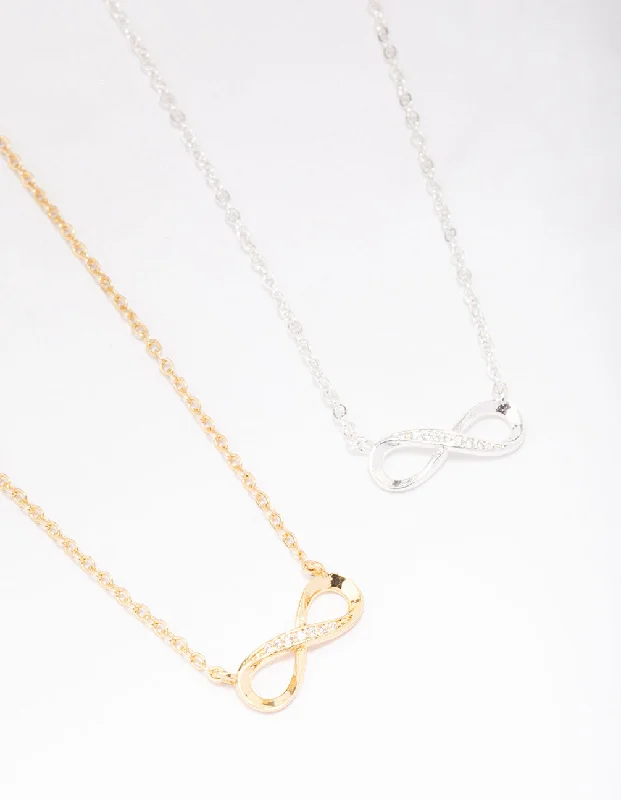 Gold & Silver Plated Infinity Cubic Zirconia Pendant Necklace