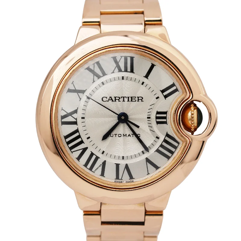 MINT 2017 PAPERS Ladies Cartier Ballon Bleu 18K Rose Gold 33mm 3682 WGBB0042 B+P