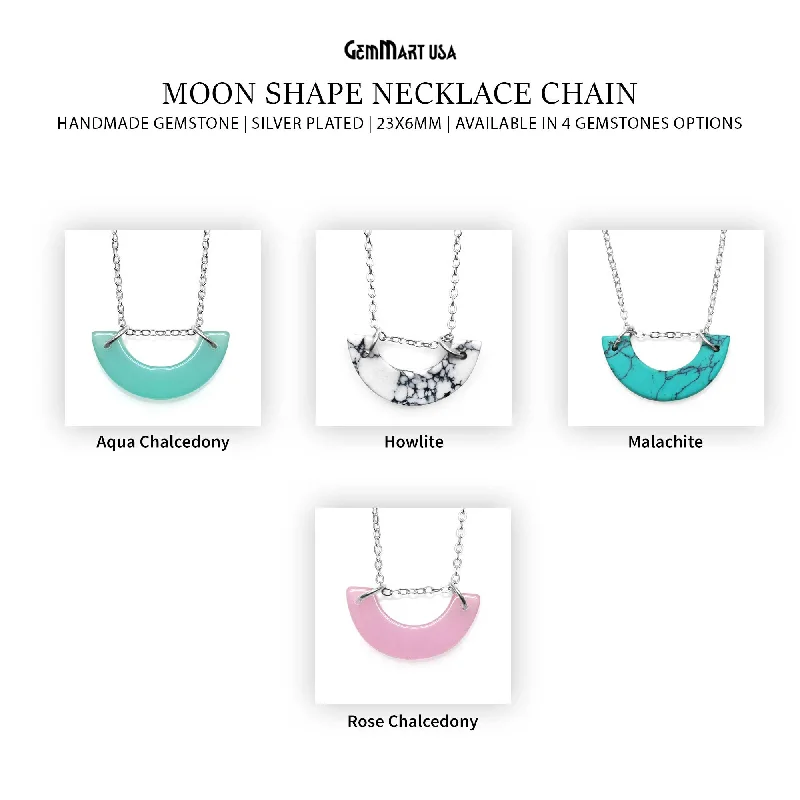 Moon Shape 23x6mm Silver Plated Necklace Chain 21Inch