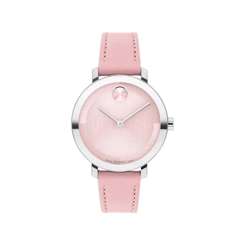 Movado Bold Evolution 2.0 Women's Watch with Pink Dial and Pink Leather Strap (quartz movement)