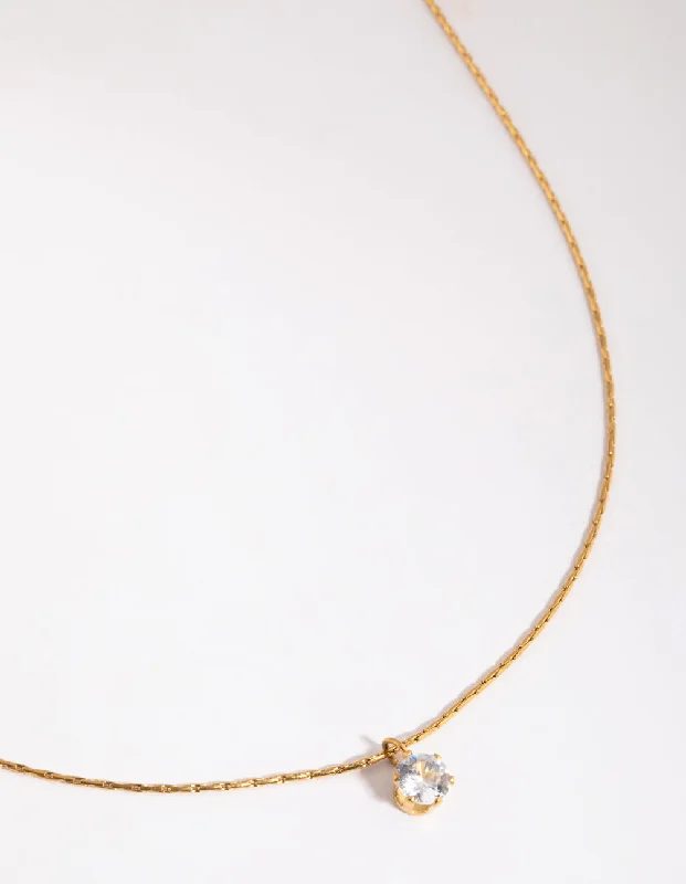 Waterproof Gold Plated Stainless Steel Diamante Necklace