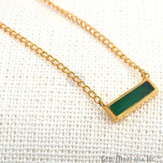 Gemstone Bar Gold Pendant Necklace (Pick your Gemstone)