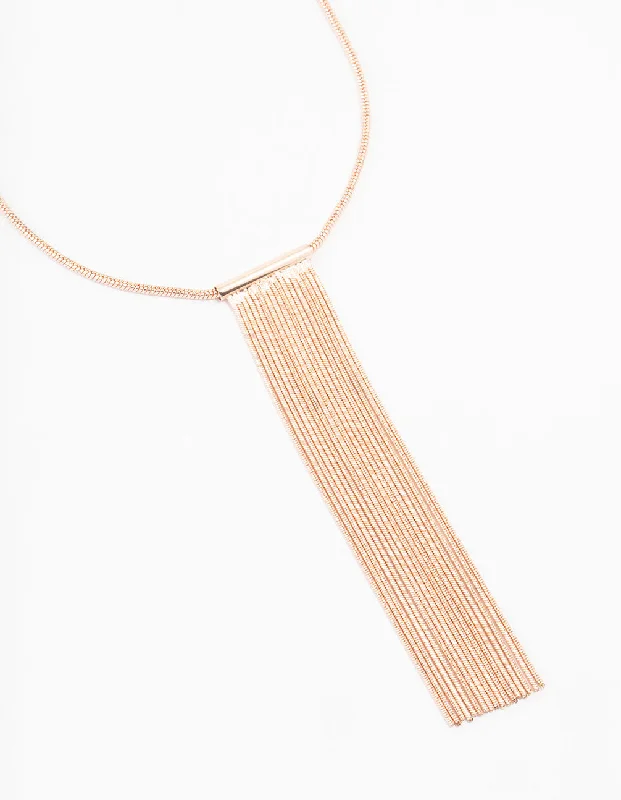 Rose Gold Tassle Chain Necklace