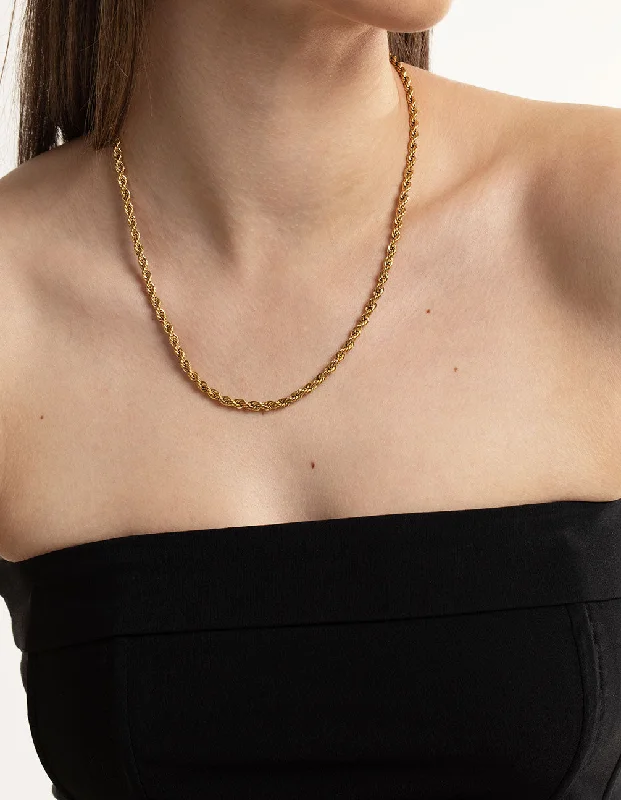 Waterproof Gold Plated Stainless Steel Thick Twist Chain Necklace