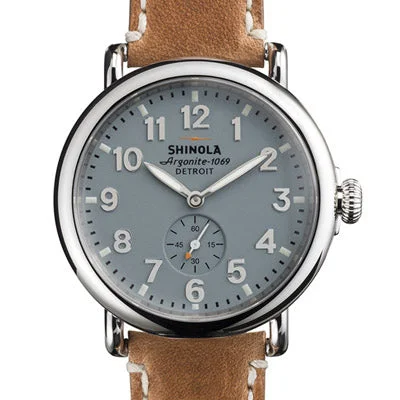 Shinola Runwell Mens Watch with Blue Dial and Brown Leather Strap (quartz movement)