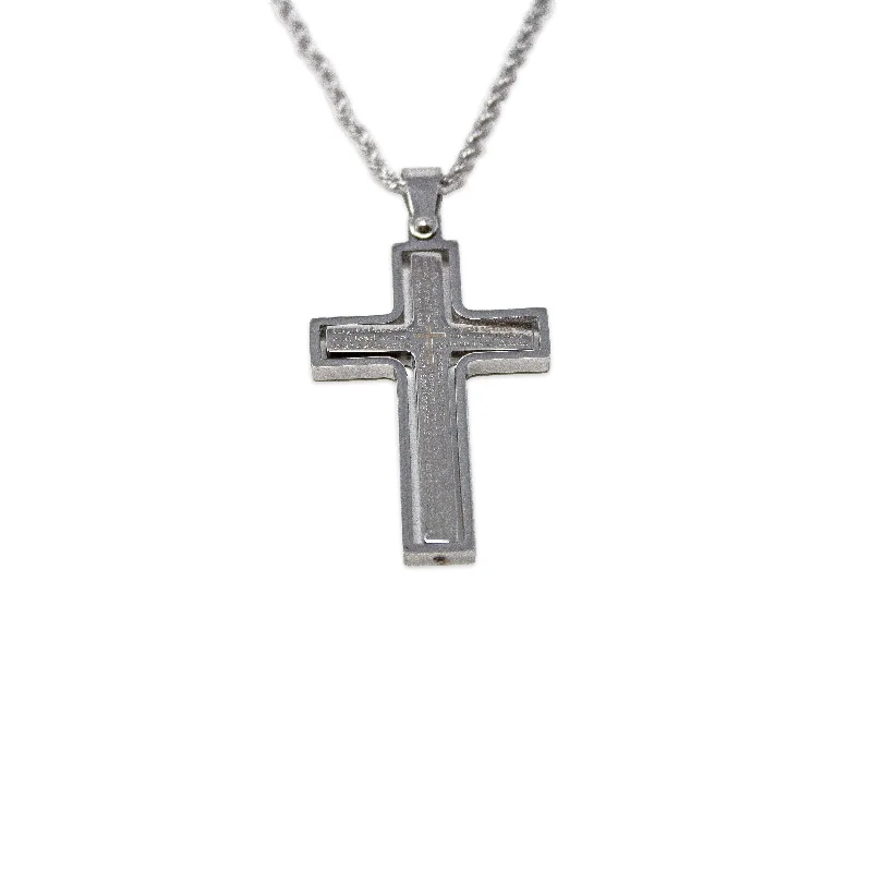 Stainless Steel Men's Necklace Pray Cross