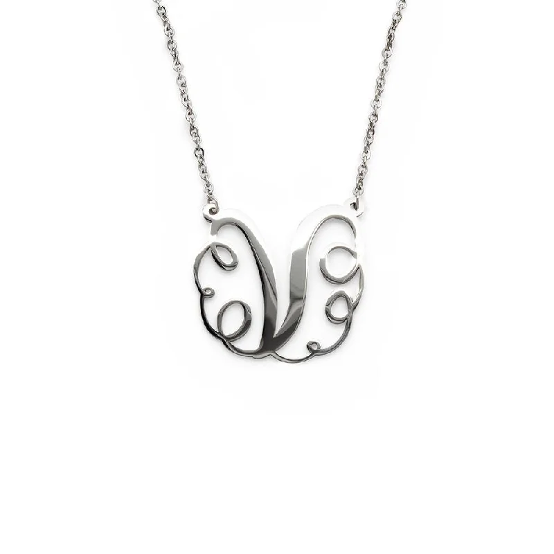 Stainless Steel Necklace Initial - V