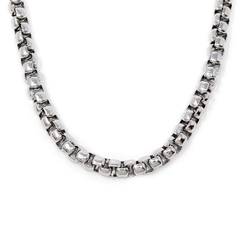 Stainless Steel Round Box Chain Necklace 24 Inch