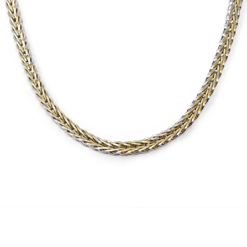 Stainless Steel Two Tone Square Foxtail Chain Necklace