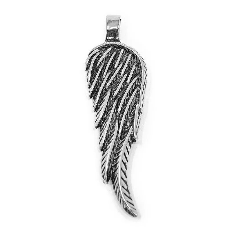 Stainless Steel Wing Pendant Antique Silver