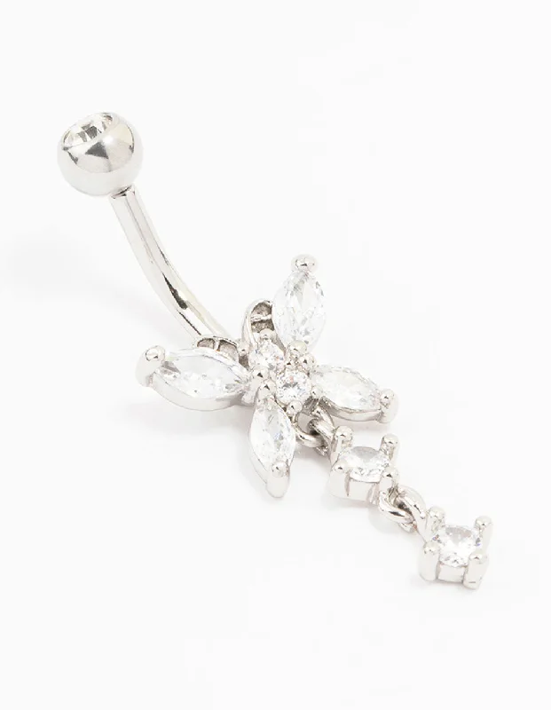 Surgical Steel Butterfly Crystal Belly Piercing