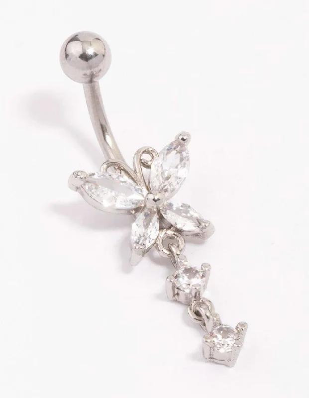 Surgical Steel Butterfly Double Drop Belly Piercing