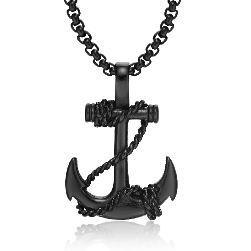 Wholesale Anchor Pendant Hip Hop Titanium Steel Men's Necklace