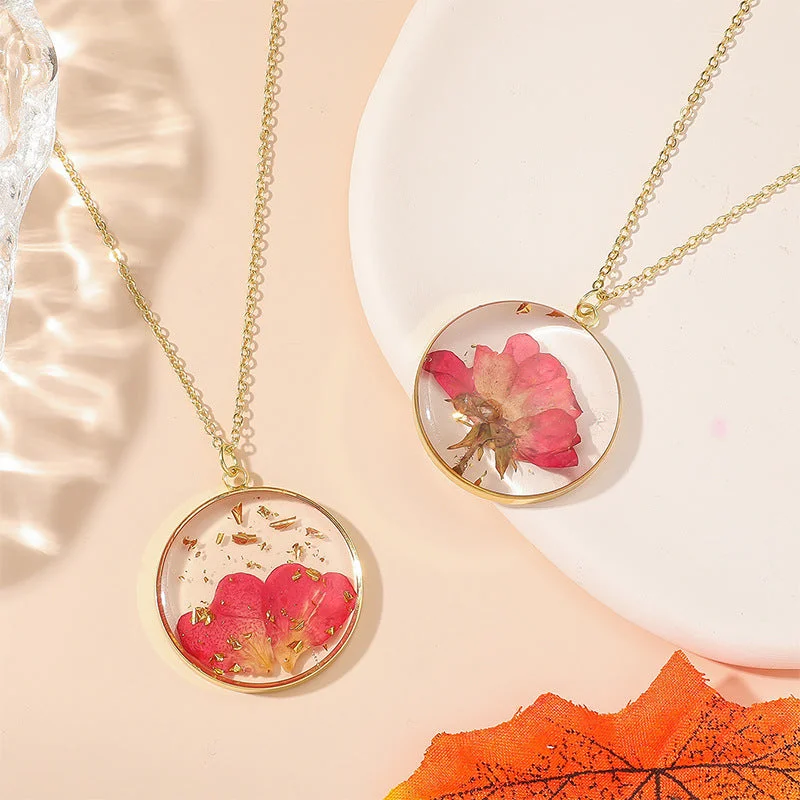 Wholesale Resin Dried Flower Handmade Dripping Glue Necklace